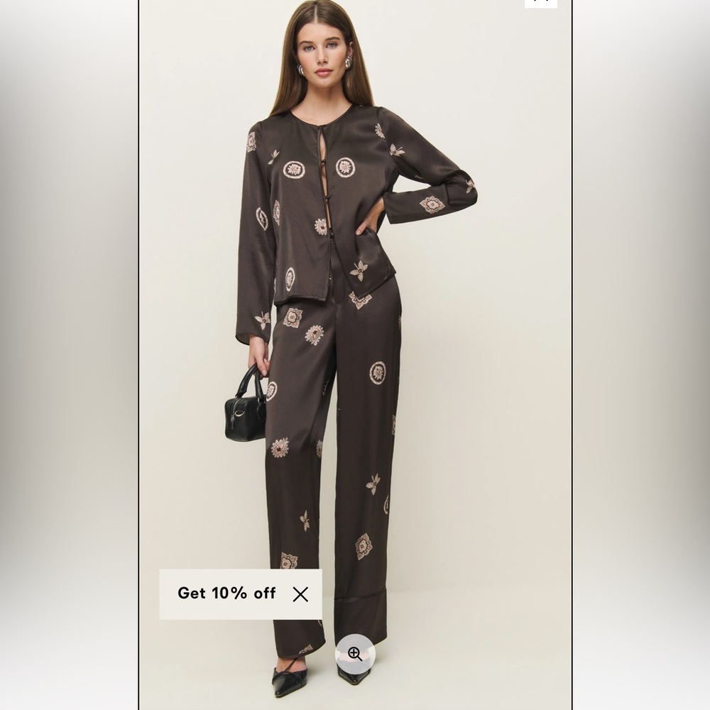 Reformation Dark Brown Patterned Women's Set